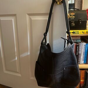Eddie Bauer Black Leather Tote Bag